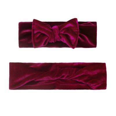 China Eco-friendly Hot Selling European American Mommy and Me Velvet Bow Baby Parent-child Headband for sale