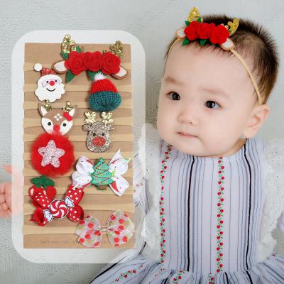 China Cute 10 Pcs Baby Flower Head Band Nylon Floral Adjustable Nylon Newborn Girls Set Eco-friendly for sale