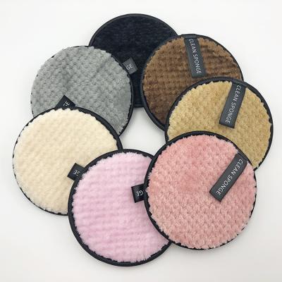 China Washable Microfiber Round Sponge Cotton Facial Cleansing Microfiber Makeup Remover Pads for sale