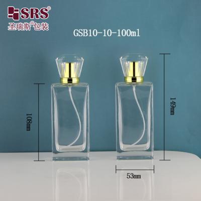 China Square Shape Bottles With Unique Design Cap Perfume Mist Spray Glass Bottle 100ml for sale