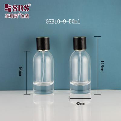 China Boston-Form durchsichtige Parfüm Duft leere 50 ml Glas Sprayflasche zu verkaufen