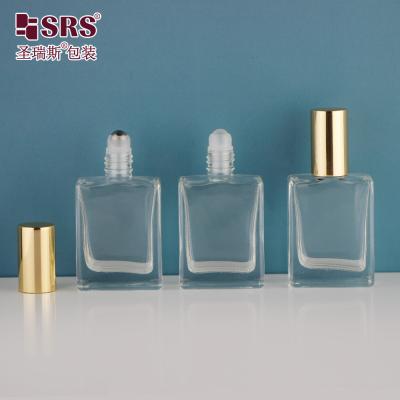 China Square Shape Thick Wall Luxury Essential Oil Glass Roll-On Sample Bottle 15ml for sale