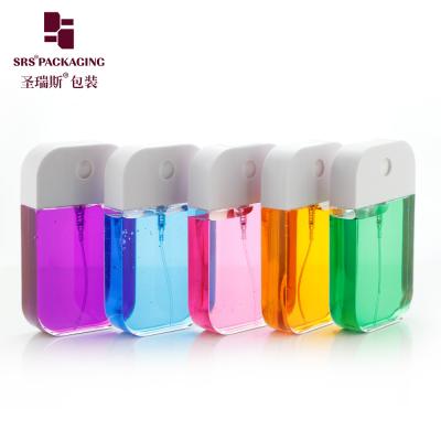 China Wholesale Pocket Size Transparent PETG Plastic Perfume Packaging Square Phone Mist Spray Bottle 50ml for sale