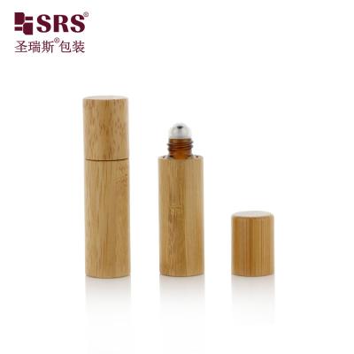 China 5 ml lege Amber Innerfles Parfum Essentiële olie Roller Bamboeglas Cosmetische container Te koop