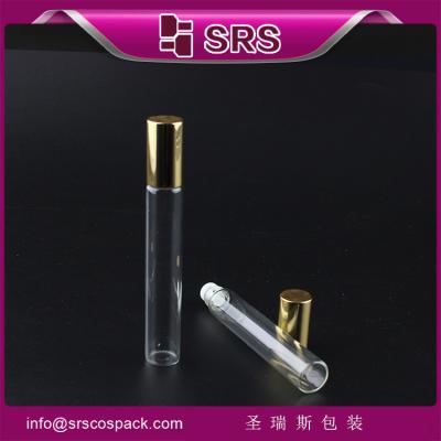 China SRS Großhandel 100% ohne Leckage 10 ml Glasrolle auf Flasche mit glänzender goldener Aluminiumkappe zu verkaufen