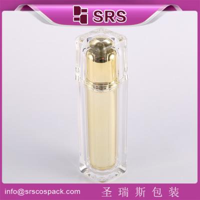 China Shengruisi 30ml 50ml luxury Square Shape metalized Plastic lotion pump Bottle for cosmetic for sale