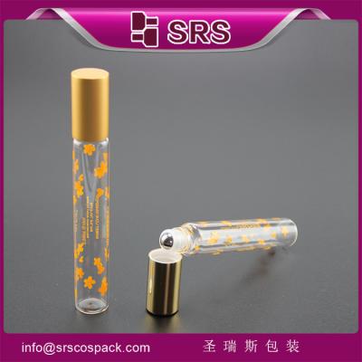 China SRS durchsichtig mit Seidenschirmdruck 10 ml leere Glasrolle auf Flasche mit glänzendem Deckel zu verkaufen