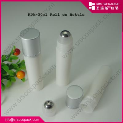 China RPA-30ml roll on bottle with metal ball and aluminumn cap,skincare cream plastic bottle for sale