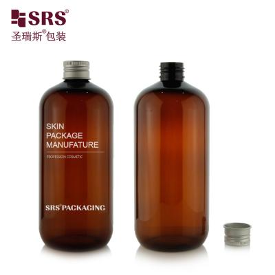 중국 SRS 원형 보스턴 모양 톤어 500ml 대용량 플라스틱 PCR 친환경 앰버 PET 병 판매용