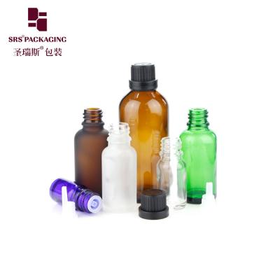 China Botella de vidrio de 5 ml 10 ml 15 ml 20 ml 30 ml 50 ml 100 ml vacía verde azul ámbar con tapa CRC Botellas a prueba de niños en venta