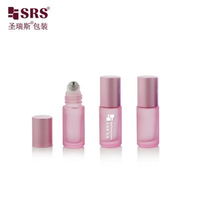 China 5ml Cute Empty Roller Steel Ball Perfume Essential Oil Bottles Roll On Bottle Glass for sale