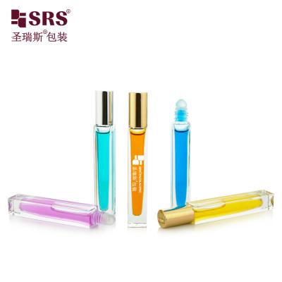 China Square Shape Custom Clear Bottle Perfume Oil Applicator Glass Roll On 10ml for sale