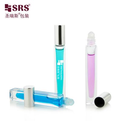 China Square Shape Custom Clear Bottle Perfume Oil Applicator Glass Roll On 10ml for sale