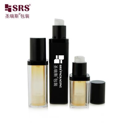 China Empty PET Replaceable Double Wall Square Shape Custom Color Facial Serum Airless Bottle 50ml for sale