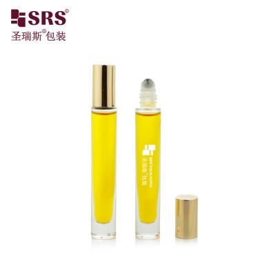 China Botellas de cristal transparente de forma redonda con bola de rodillo Botella de perfume en rodillo 10 ml en venta