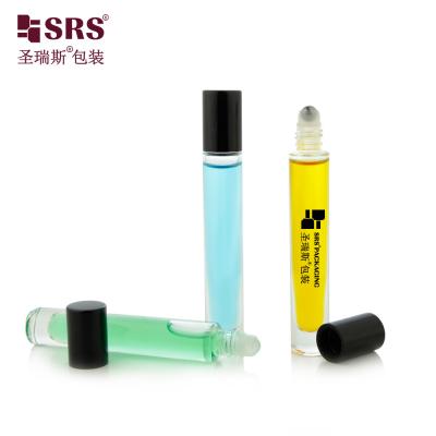 China 10ml Round Shape Empty Glass CLear Thick Bottom No Leakage Essential Oil Roller Bottles for sale