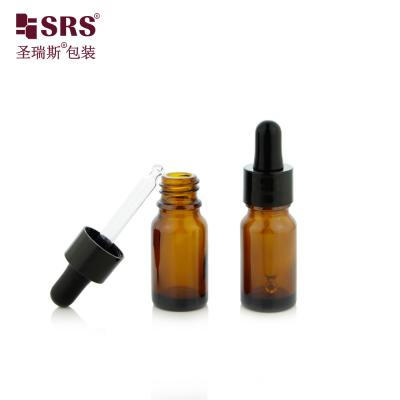 中国 10ml 1/3オンス 空き ストック 迅速な配送 グラス エッセンシャルオイル アンバー ドロッパー ボトル 販売のため