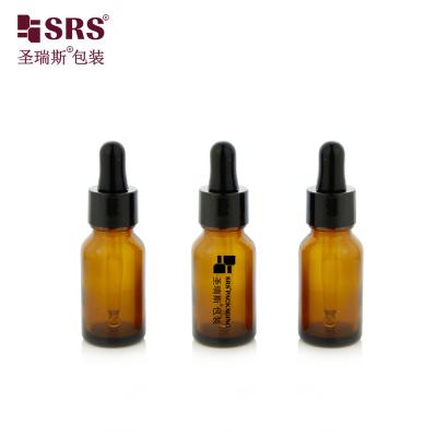 中国 15ml 0.5オンス 空のアンバー色 丸い厚い壁のカビ エッセンシャルオイル ガラスボトルドロッパー 販売のため