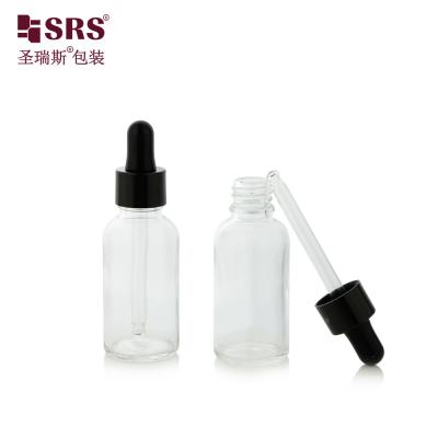 China 30ml Clear Stock Color Fast Delivery Ready To Ship Round Glass Dropper Bottle for sale