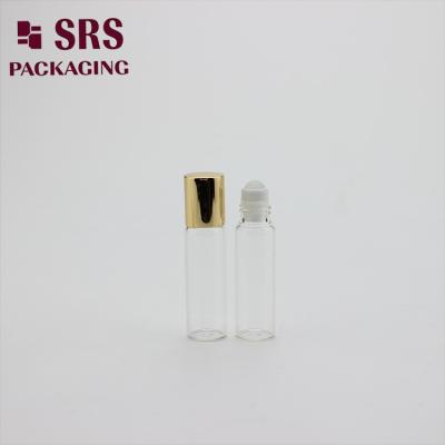 China transparent 5ml glass bottle with glass ball and aluminum cap empty for perfume oil for sale