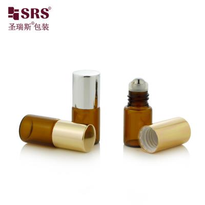 China 2ml Capacity Amber Cylindrical Glass Roller Perfume Bottle with Stock Samples No Leakage for sale