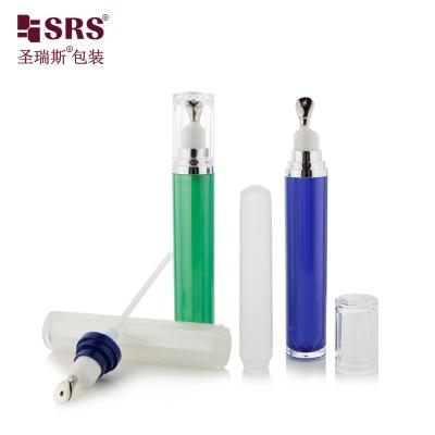 China LR001-15ML Luxury Customize Painted Blue Green White Color Acrylic Double Wall Lotion Pump Bottle Container for sale