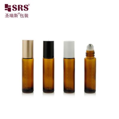 China High Quality  Mold Glass Roller Ball Roll On Bottle Luxury 100% No leakage essential oil empty packaging with shiny gold silver metal  aluminium cap or PP Plastic cap custom color for sale