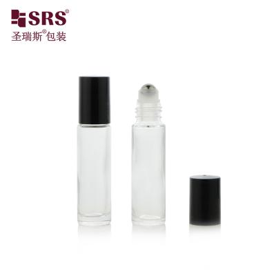 China Whosale fragrance packaging  10ml clear glass roller ball roll on bottle Vacuum test 100% no leakage  steel head applicator massage for skincare essential oils for sale