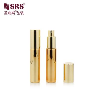 China BLPA 10ML Metalized Gold Empty Round Glass Perfume Spray Pump Bottle Customization Fine Mist for sale