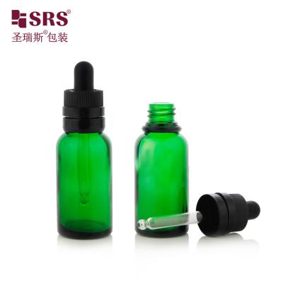 China D008 Semi-Transparent Green Brown Glass Mold Bottle Luxury CRC Tamper Evident Dropper Lid Easy To Use For Hair Essence for sale