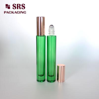 China Rolo de vidro de parede espessa verde transparente de 10 ml em frasco para óleo de perfume à venda