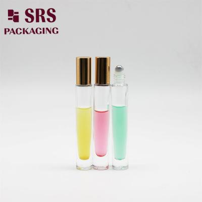 Chine Bouteille à billes en verre à rouleaux métalliques à fond épais et transparent de 10 ml pour huile de parfum à vendre