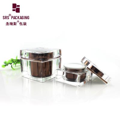 China 15g 50g 80g de forma cuadrada cosmético acrílico para el cuidado del rostro frasco de crema de lujo en venta