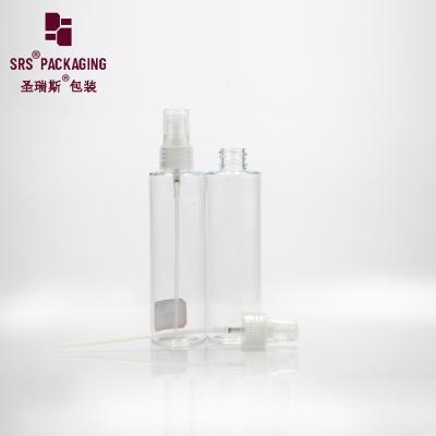 China 100ml clear plastic flat shoulder custom squeeze spray pump round pet bottle for sale