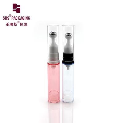 China 5ml 10ml 12ml 15ml plastic roll on steel ball cosmetic refillable airless bottle for sale