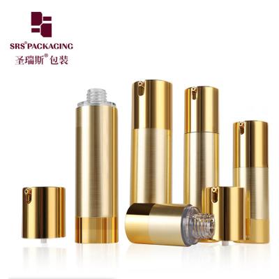 China oro plata al por mayor stock loción cosmética 15ml 50ml bomba sin aire en venta