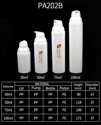 中国 30ml 50ml 75ml 100ml インジェクション用 環境に優しい白色 pp 空気のないポンプボトル 販売のため