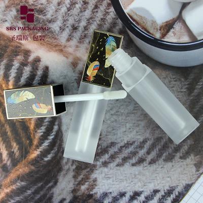 China 2ml beautiful pattern empty cosmetic frosted square lip gloss tubes for sale