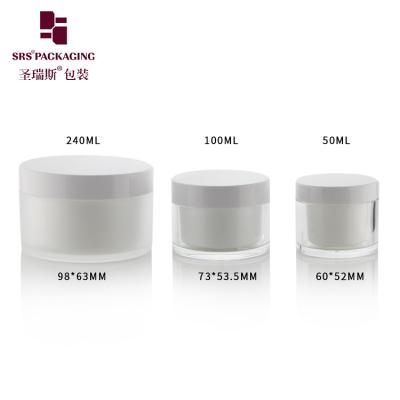 중국 50ml 100ml 240ml 맑은 아크릴 플라스틱 교체 가능한 항아리 비어있는 크림 병 판매용