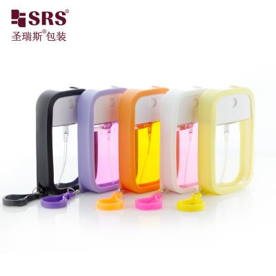 China SRS Refillable Empty Perfume Custom Silicone Cover With Hook Spray Bottle 50ml for sale