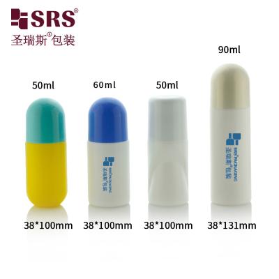 China 50ml 60ml 90ml Big Size PP PCR Custom Color Recycled Eco-Friendly Roll On Deodorant Bottle for sale