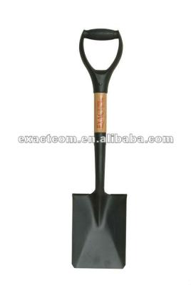 China Garden Shovel Mini Digger Square Mouth Head With Short Wooden Handle And Plastic D Handle for sale