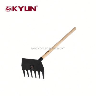 China Garden Rake Best Garden Hoe Fork Rake Agricultural Hand Tools With 6 Tooth for sale