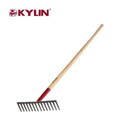 China Heavy Duty Garden Rake 4.8LBS 14 Teeth Grass Sheet Steel Rake for sale