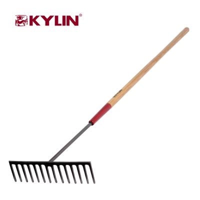 China Heavy Duty Garden Rake Spring Steel 14 Teeth Grass Rake Garden Rake for sale