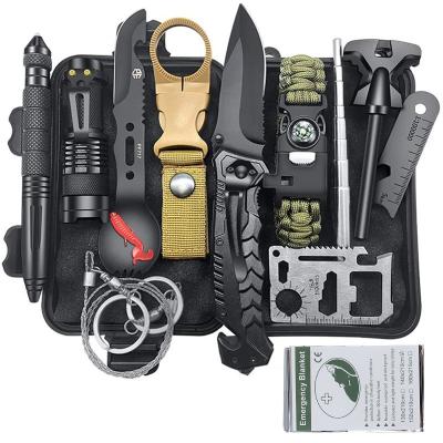 China Portable Professional OT14 Pocket Boosting 12 Camping In 1 Amazon FBA Outdoor Emergency Survival Kit for sale