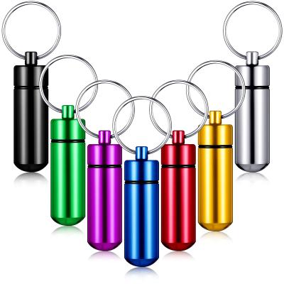 China OT18 Outdoor High Quality Waterproof Custom Aluminum Pill Container Pill Packing Key Chain And Pill Holder Key Chain Container Metal for sale