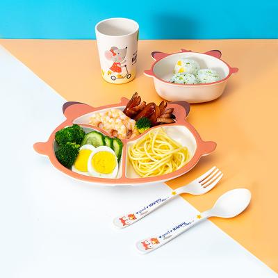 China Sustainable Food Grade Tableware Bowl Fork Spoon Cup Tableware Set Little Fox Children's Tableware Set for sale