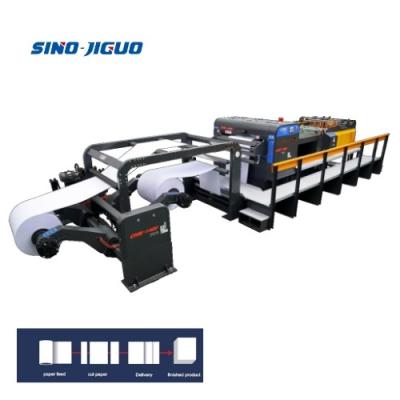 China Bottom Blade Fixed Used Roll Paper Sheet Cutter Machine White Max.Cutting Speed 300m/Min zu verkaufen