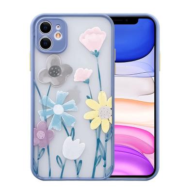 China Clear Frosted Frosted Girls PC Back Cover Hot Flower Shockproof Floral Protective Silicone Women TPU Case Compatible For iPhone 11 Case for sale